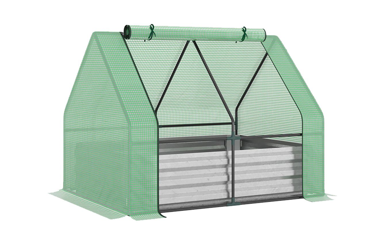 Folmar 4' x 3' Galvanized Raised Garden Bed with Mini PVC Greenhouse Cover, Outdoor Metal Credit: Wayfair
