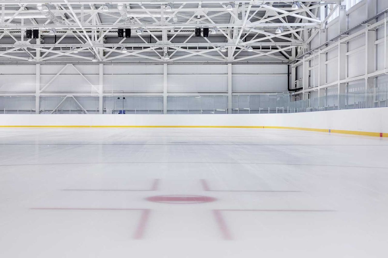 Interior view of an ice rink with ice hockey markings. An ice hockey rink (stock image)Credit: Getty