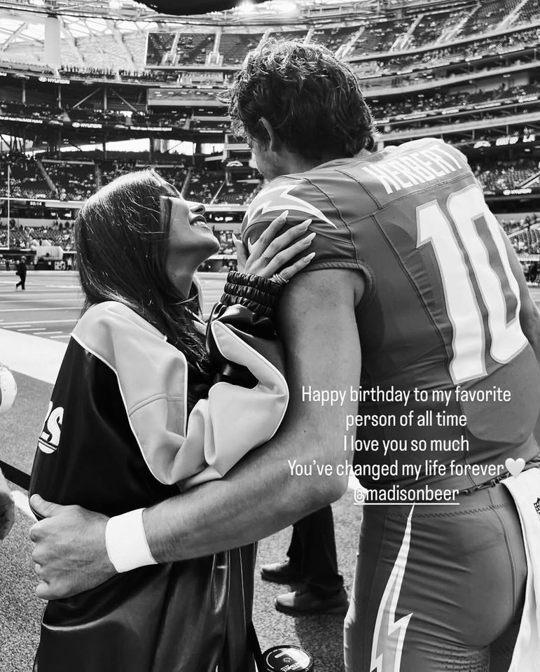 Justin Herbert wishes Madison Beer a happy birthdayCredit: Justin Herbert/Instagram