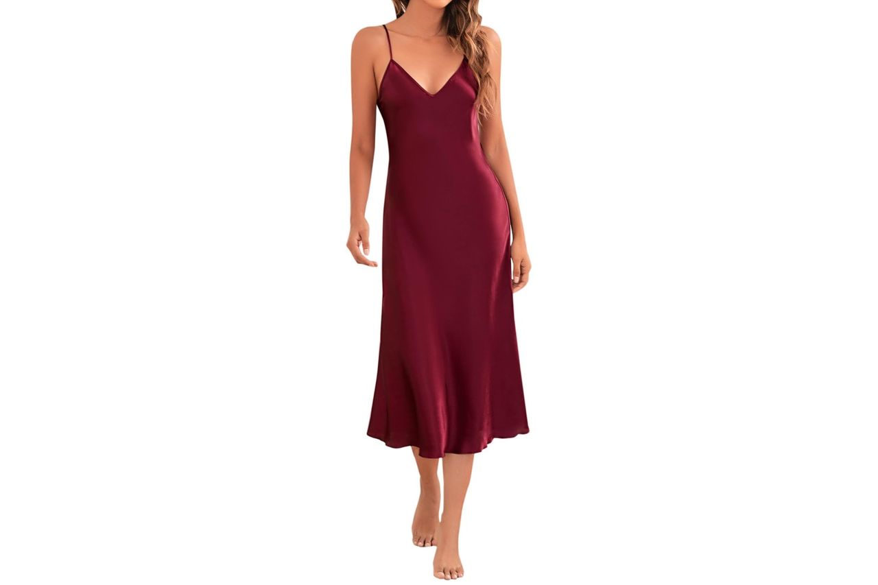 Litherday Silk Nightgown For Women Long Satin Slip Dress Nightdress Silky Credit: Amazon