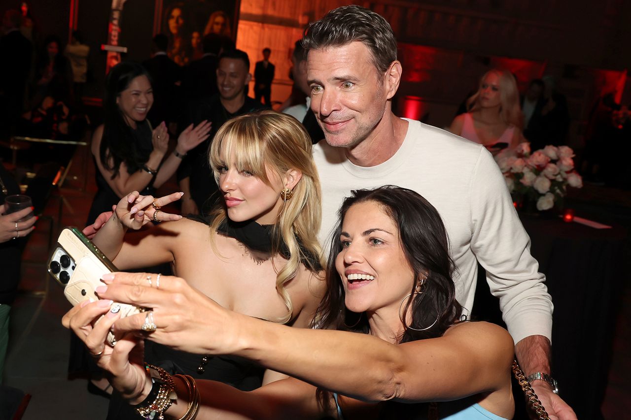 Mckenna Grace, Scott Foley and Marika Domińczyk.Credit: Phillip Faraone/Getty