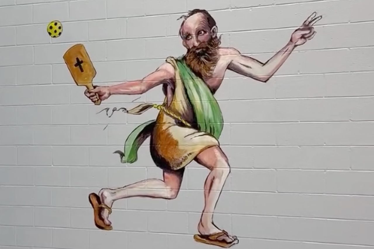 Alabama Church Paints Murals of Biblical Figures Playing Sports, Including ‘Pickleball Paul’ and ‘Air Moses’ A mural at the Good Shepherd United Methodist Church.Credit: Andie Morgan Williams/Instagram