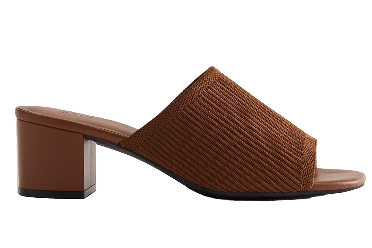 Quince Italian Leather & Eco Knit Heeled Mule Credit: Quince