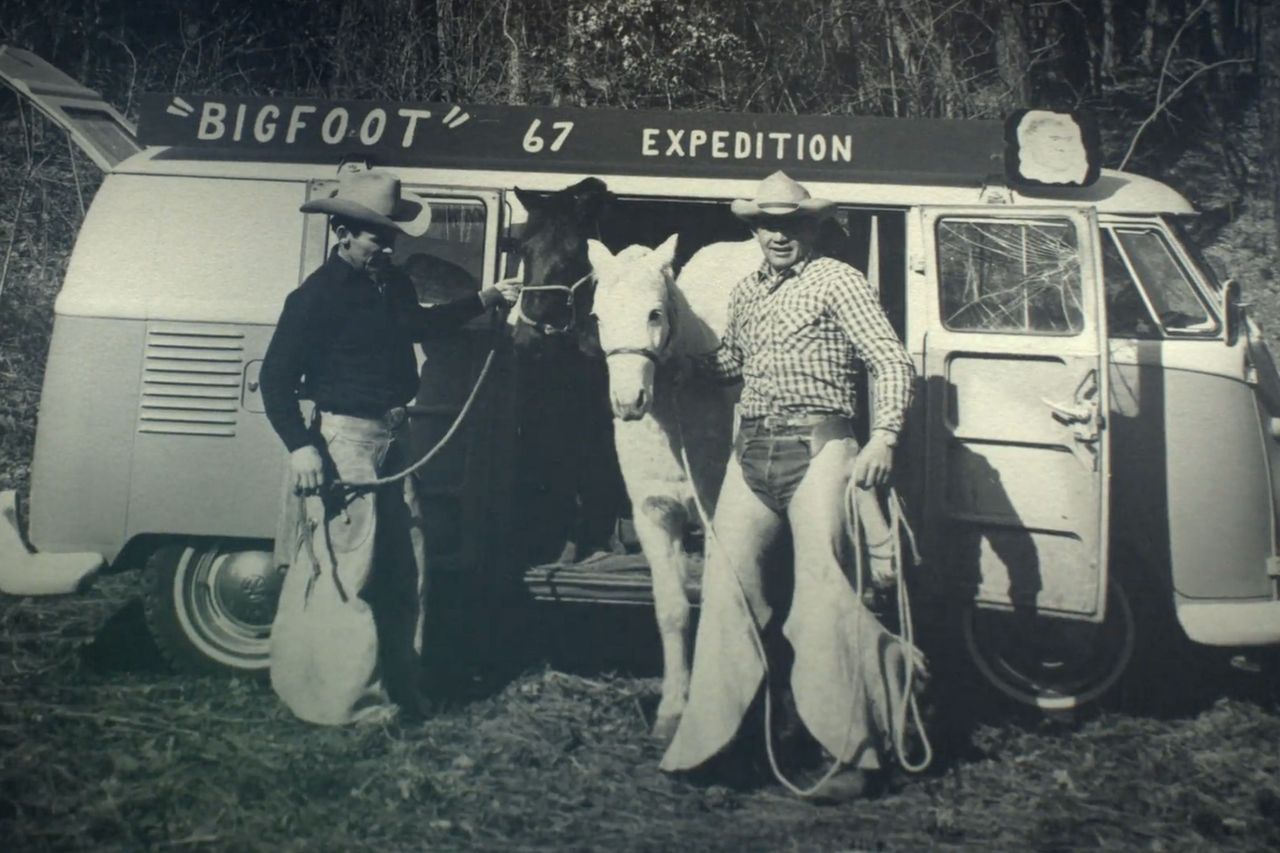 Roger Patterson (left) during his 1967 expedition to find Bigfoot.Credit: The McCaw/XYZ Films