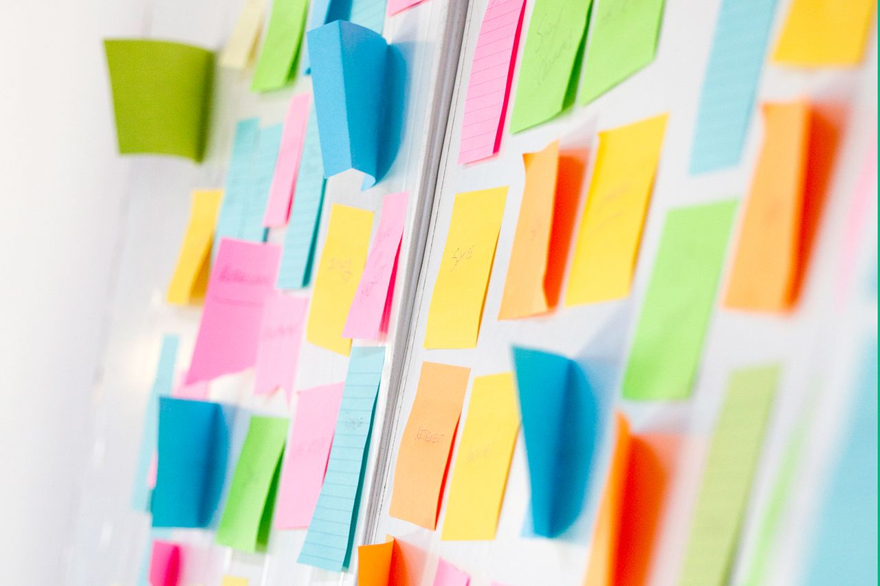 stock image of wall covered with colorful sticky notes. Sticky notes (stock image)Credit: Getty
