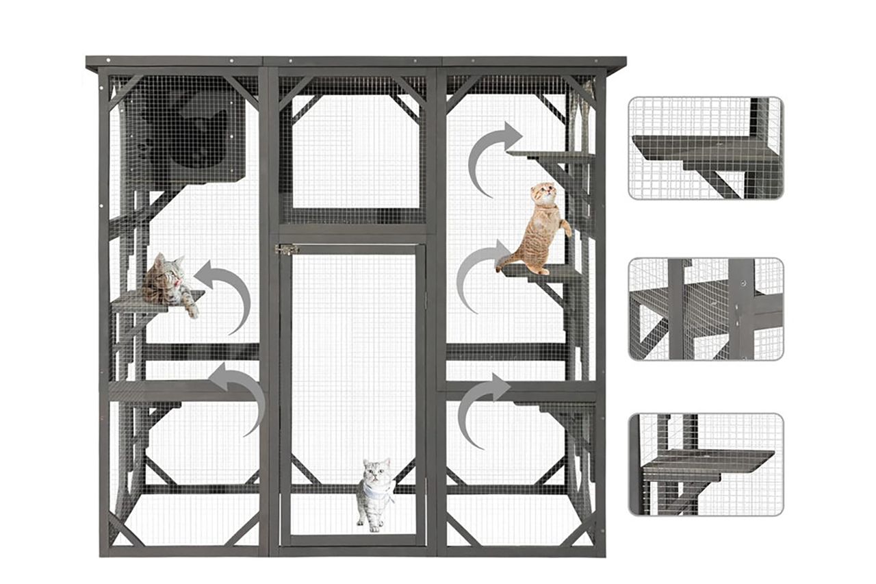 Euretta Indoor/Outdoor Playpen Catio Outdoor Cat Enclosure Large Cat House Waterproof Credit: Wayfair