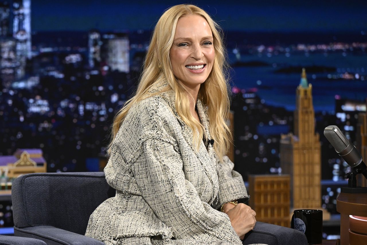 Uma Thurman during an interview on The Tonight Show Starring Jimmy Fallon Uma Thurman.Credit: Todd Owyoung/NBC via Getty