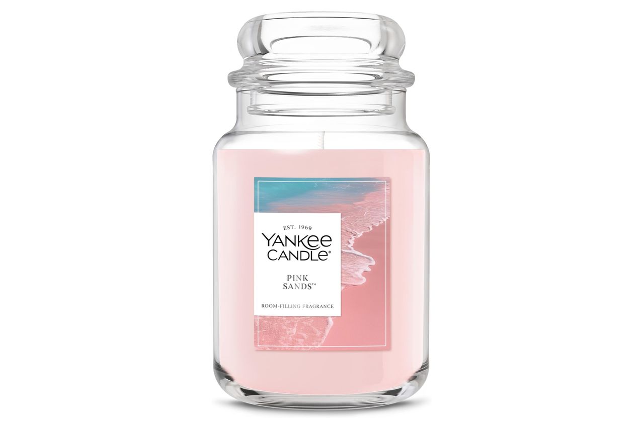 Yankee Candle Pink Sands, Scented Candle, 22oz Large Jar with up to 150 Hour Burn Time, Giftable, Birthdays Credit: Amazon