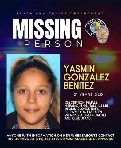 yasmin gonzalez benitez Yasmin Gonzalez Benitez missing flyerCredit: santa anna police department