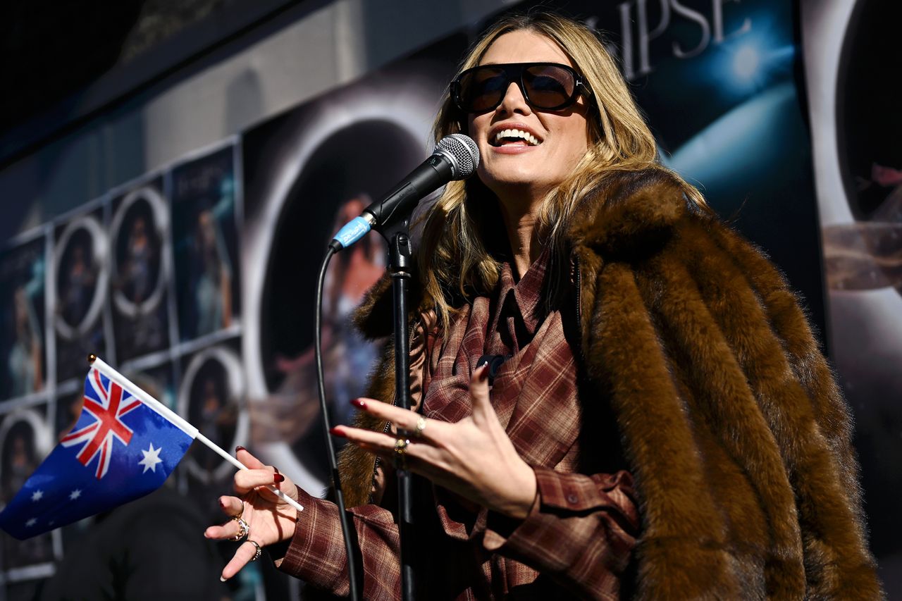 Delta Goodrem during a surprise performance ahead of Eurovision 2026 in Camden on April 02, 2026 in Delta GoodremCredit: Kate Green/Getty