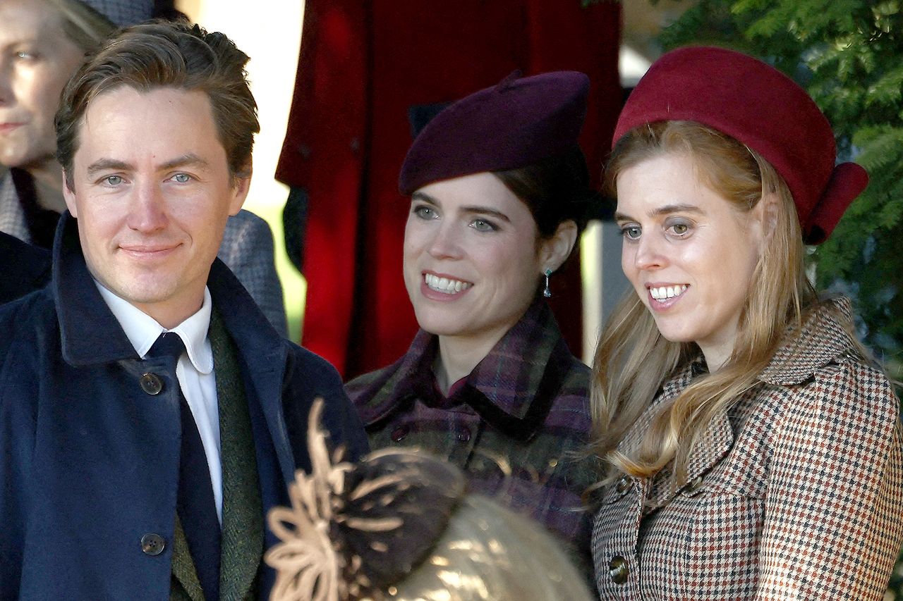 From left: Edoardo Mapelli Mozzi, Princess Eugenie and Princess Beatrice at Christmas with the royals in 2025Credit: Henry NICHOLLS / AFP via Getty