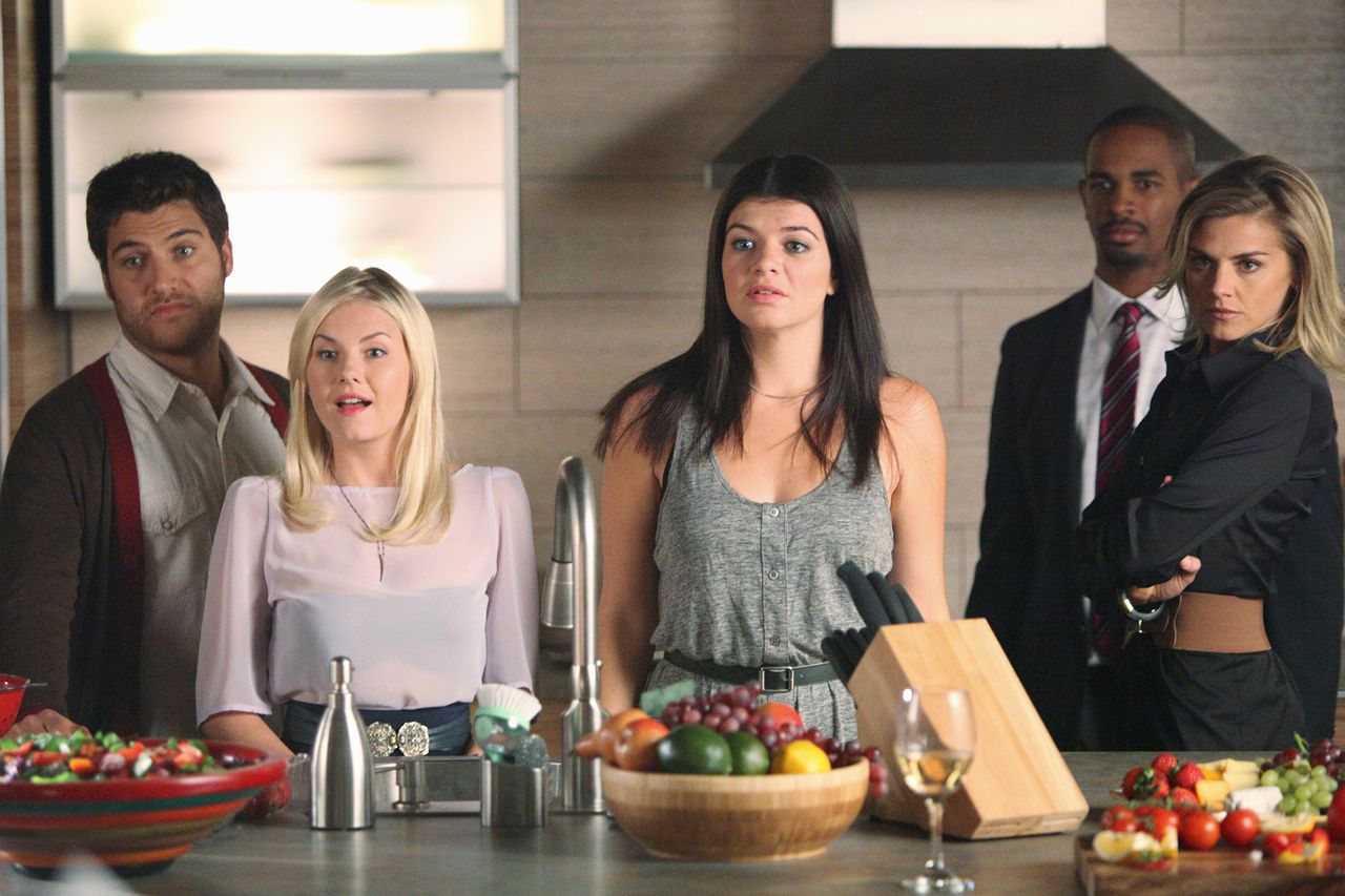 From left: Adam Pally, Elisha Cuthbert, Casey Wilson, Damon Wayans Jr. and Eliza CoupeCredit: Adam Taylor/ABC