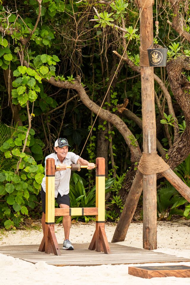 Jeff Probst does a challenge on Survivor 50Credit: Robert Voets/CBS