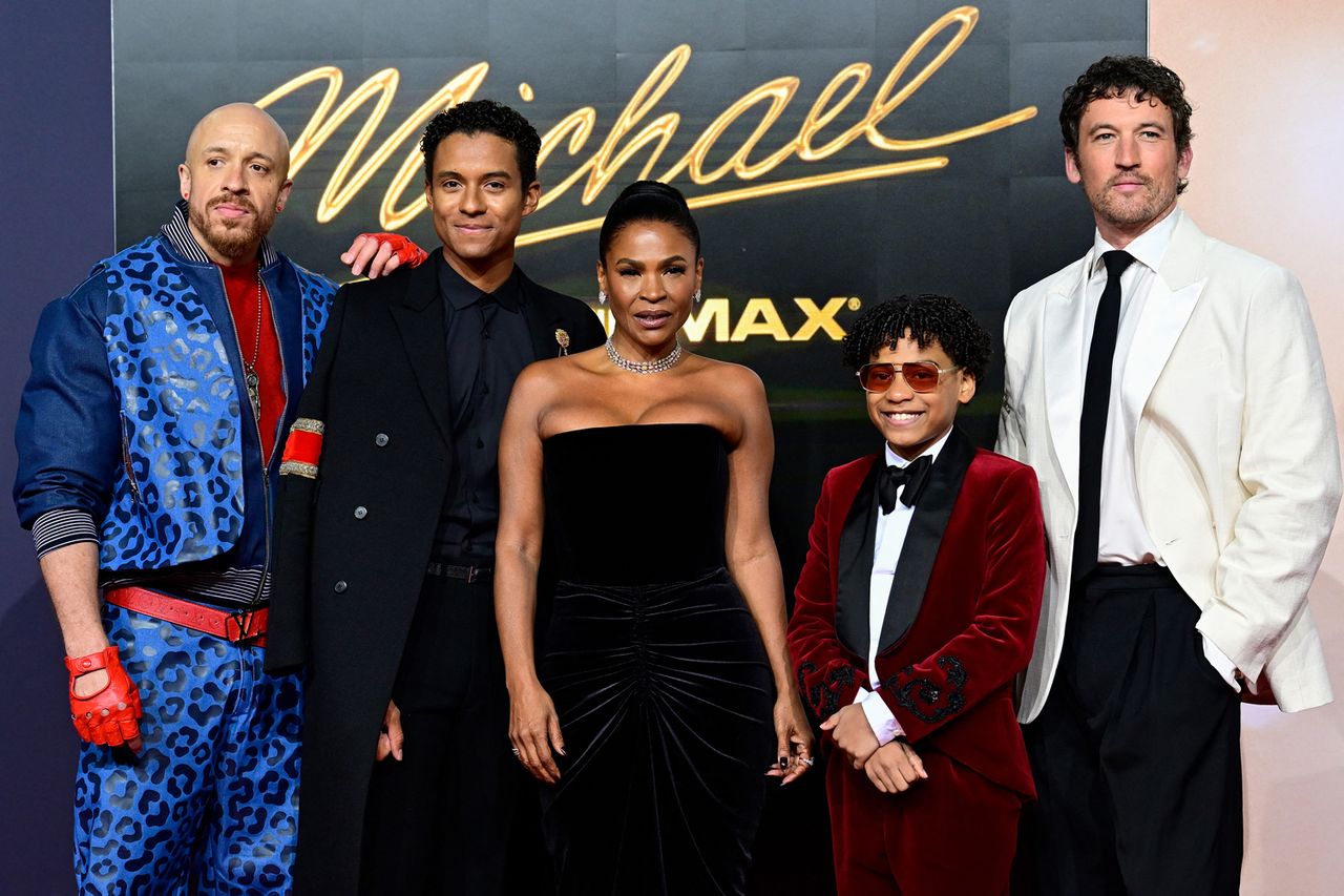 KeiLyn Durrel Jones, Jaafar Jackson, Nia Long, Juliano Valdi and Miles TellerCredit: John MACDOUGALL / AFP via Getty