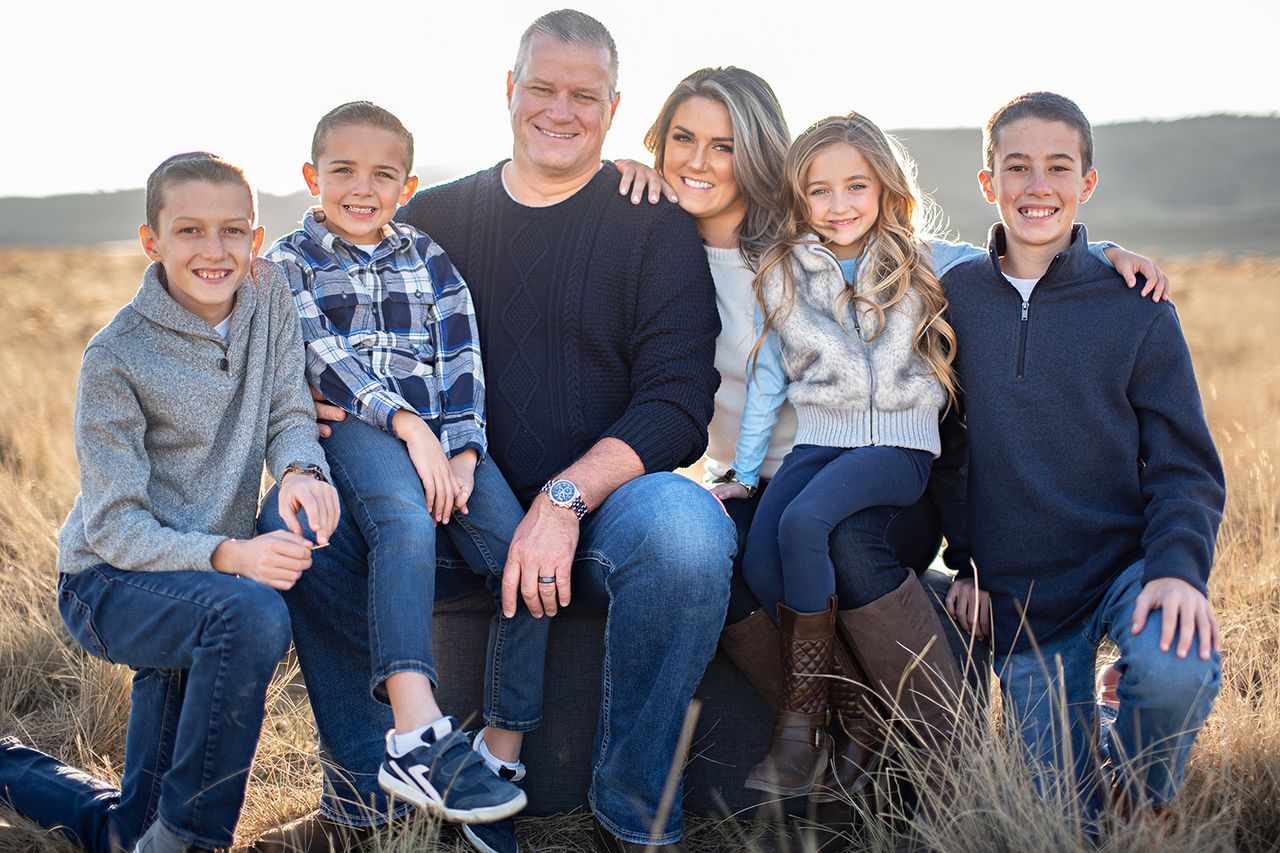Michael Rourke and Kimberly Corban (center, from left) in 2020 with their kidsCredit: Krista Noelle Photography