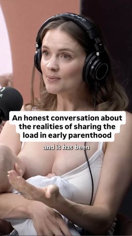 Laura Henshaw breastfeeding her baby son on her podcast.Credit: Laura Henshaw/Instagram