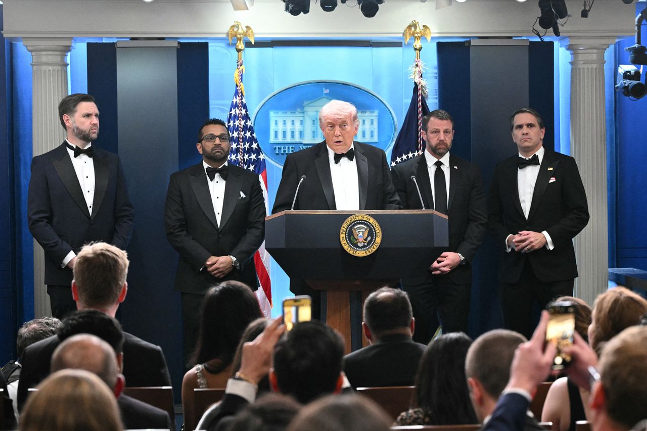 US President Donald Trump speaks during a press briefing on April 25, 2026, in Washington, D.C.Credit: Mandel NGAN / AFP via Getty