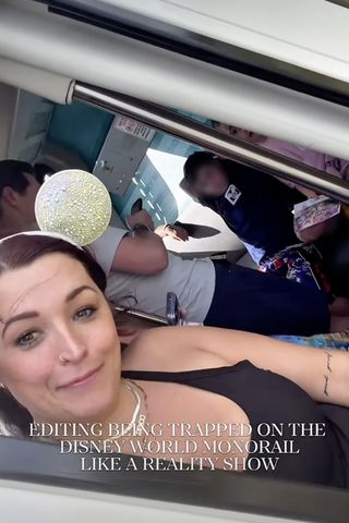 Davies sticking her head out of the monorail windowCredit: Roxanne Davies/Instagram