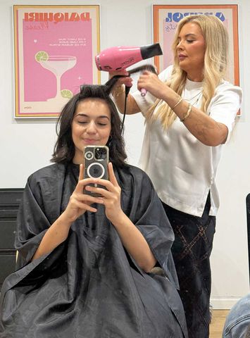 Sumbul Ari Sumbul Ari (left) and a hairdresser (right).Credit: Courtesy of Sumbul Ari