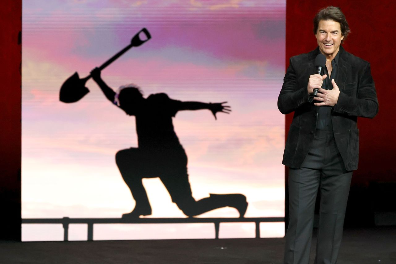 Tom Cruise speaking about his movie 'Digger' at CinemaCon 2026Credit: Ethan Miller/Getty