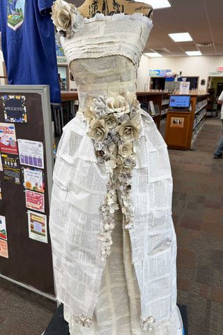 Wedding dress made out of paper from damaged booksCredit: Kristy Smith, Director Scottdale Public Library