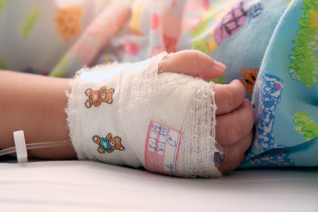 Find & Replace Small boy, sick, must give Saline,Thailand - stock photo A stock photo of a child's bandaged handCredit: Getty