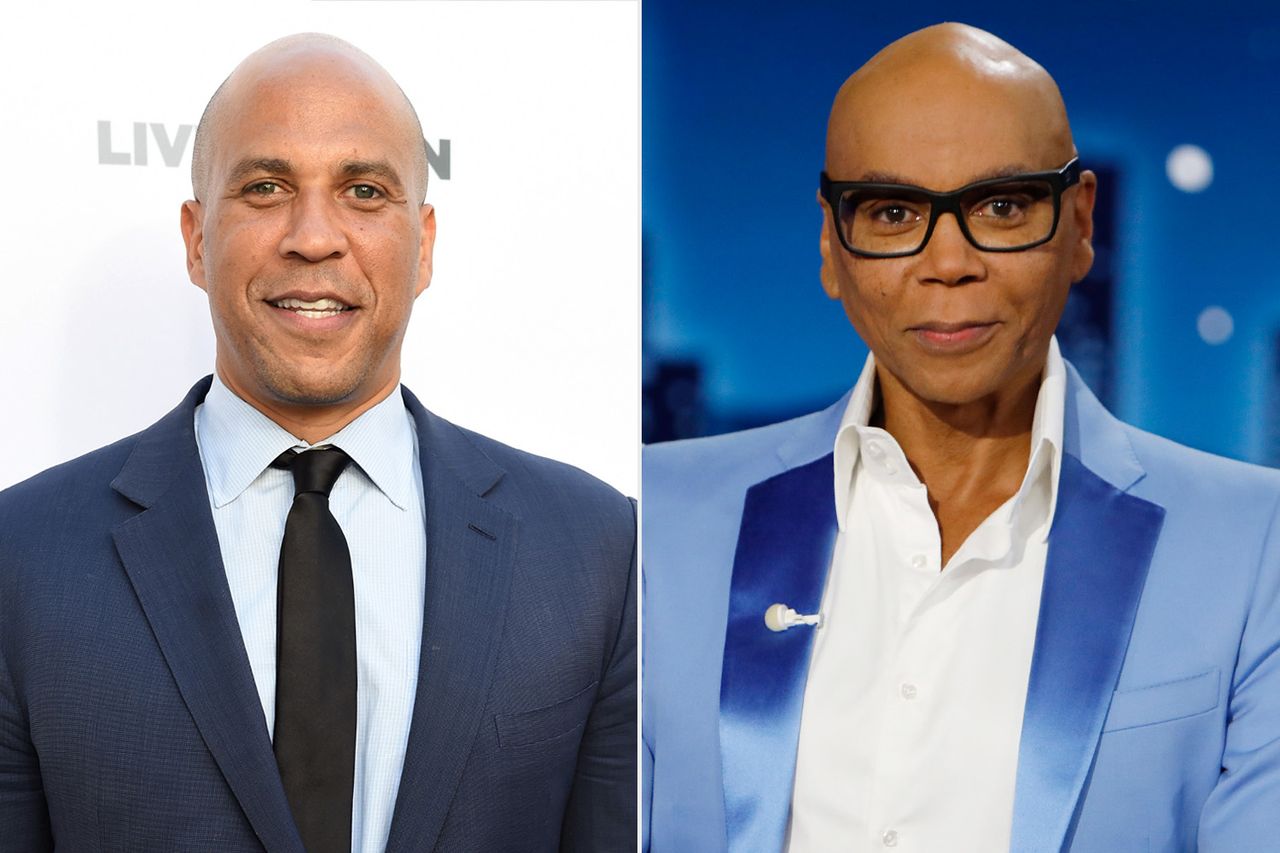 Cory Booker at The Humane Society of the United States'; To the Rescue Los Angeles Gala at Paramount Studios in Hollywood, Calif., on April 22, 2017; RuPaul serves as guest host of 'Jimmy Kimmel Live!' on Aug. 25, 2024Credit: Michael Kovac/Getty; Randy Holmes/ABC via Getty