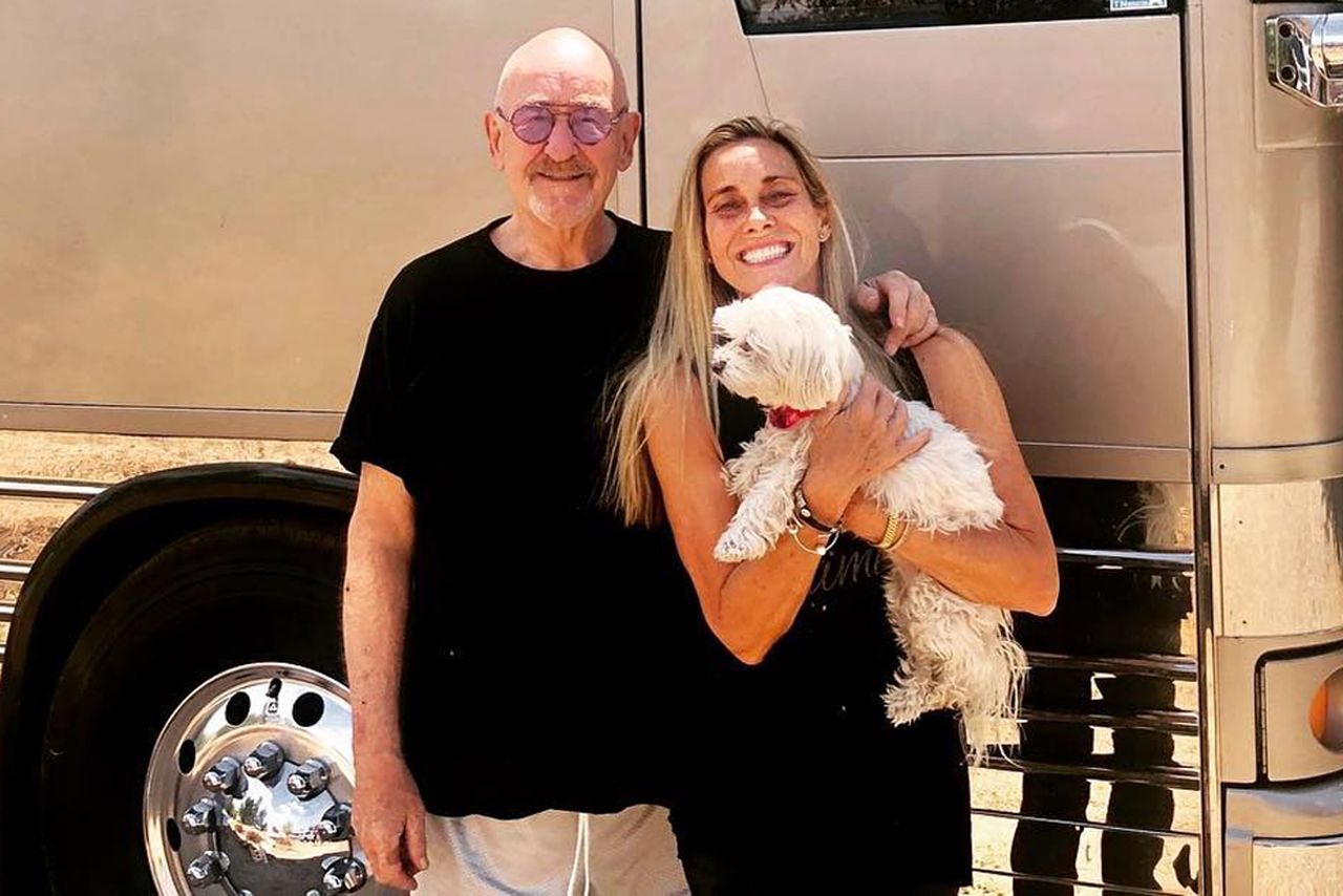 Dave Mason with his wife Winifred and their dog in May 2022.Credit: Dave Mason/Instagram