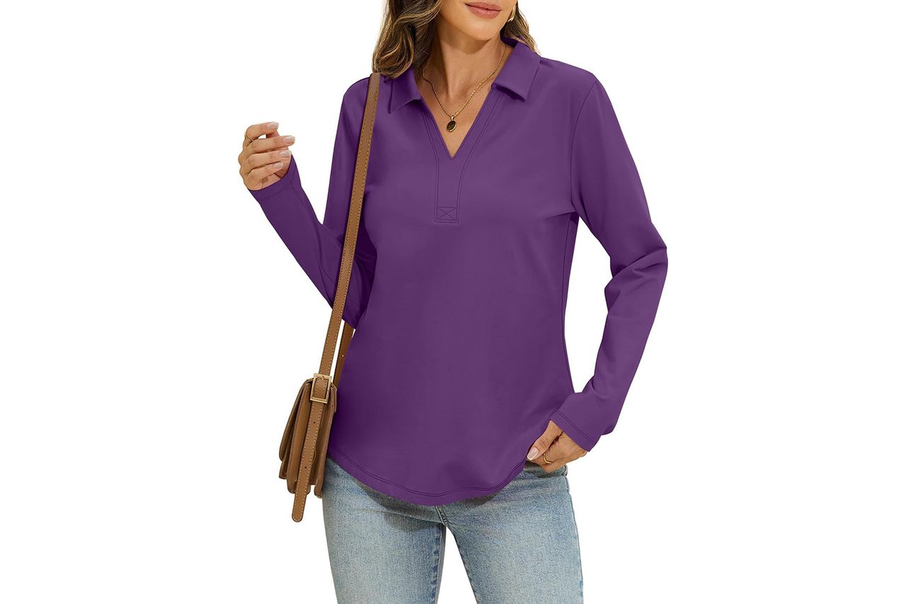 EasyGala Cotton Long Sleeve Polo Shirt Credit: Amazon