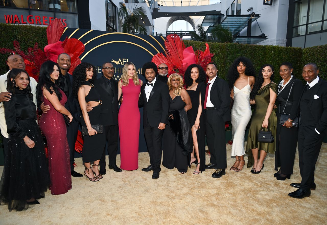 Charisse Hewitt-Webster, Myles Murphy, Shayne Audra Murphy, Eddie Murphy, Paige Butcher, Christian Murphy, Val Young, Bria Murphy Xavier, Zola Murphy, Bella Murphy and Vernon Lynch Jr. on April 18, 2026 in Los Angeles, California.Credit: Michael Buckner/Variety via Getty