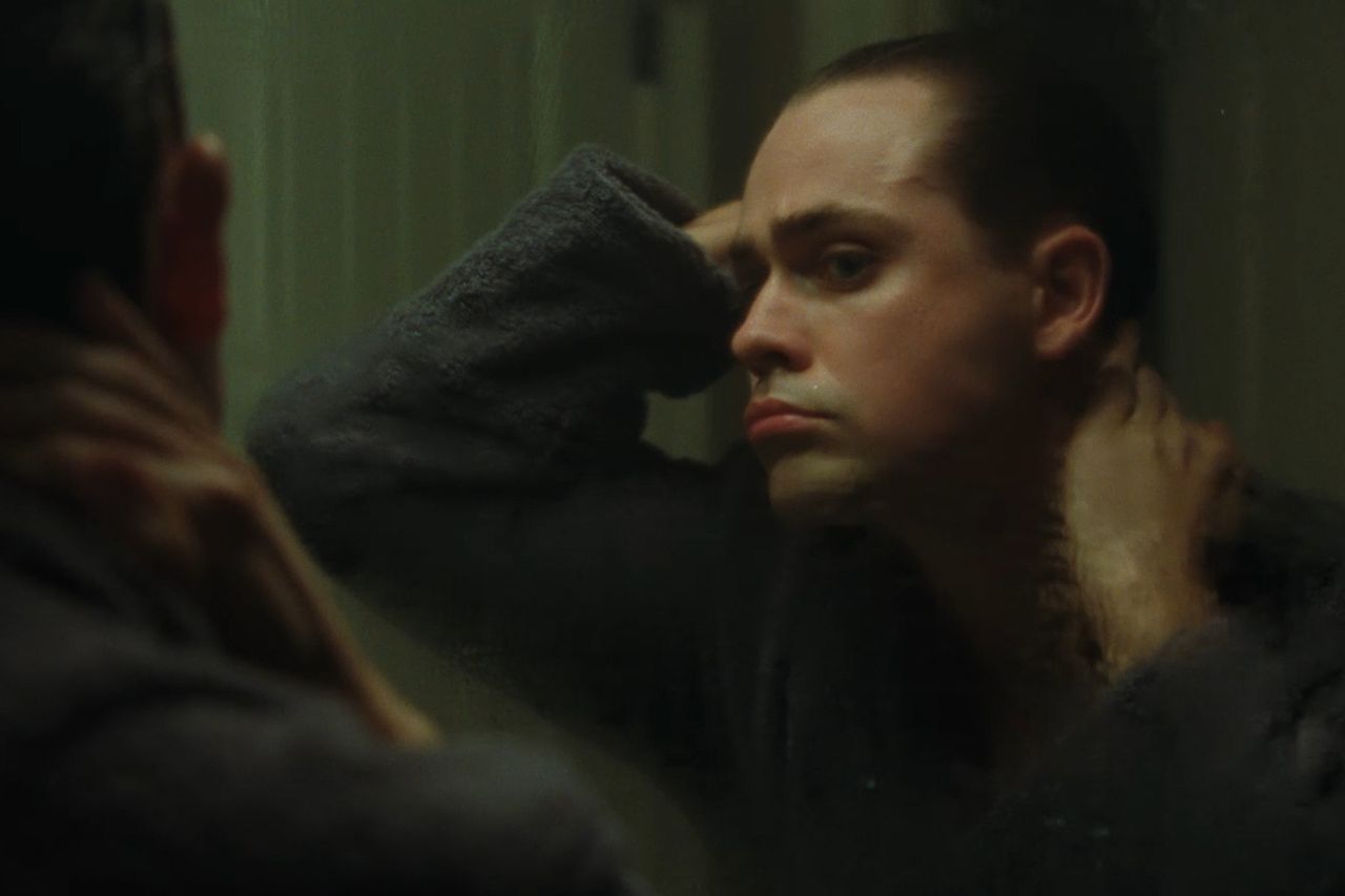 Dacre Montgomery looking at his reflection in a mirror Dacre Montgomery in 'Faces of Death'Credit: Courtesy of Independent Film Company and Shudder