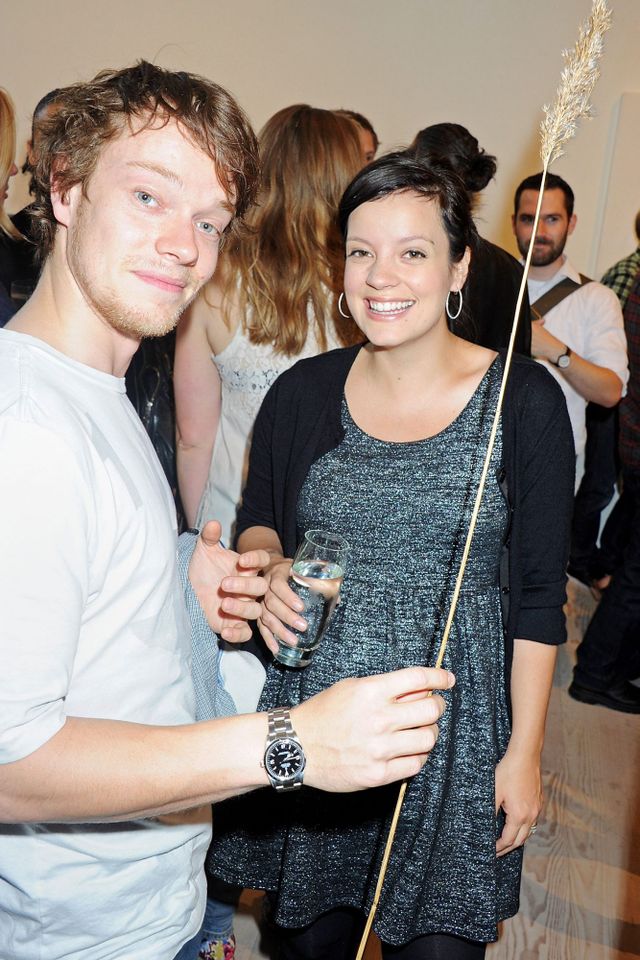 Alfie Allen and Lily Allen at a private view of works by five leading artists who have created pieces inspired by Reebok's Zig Tech technology at The Great Room in London on July 28, 2011Credit: Dave M. Benett/Getty Images