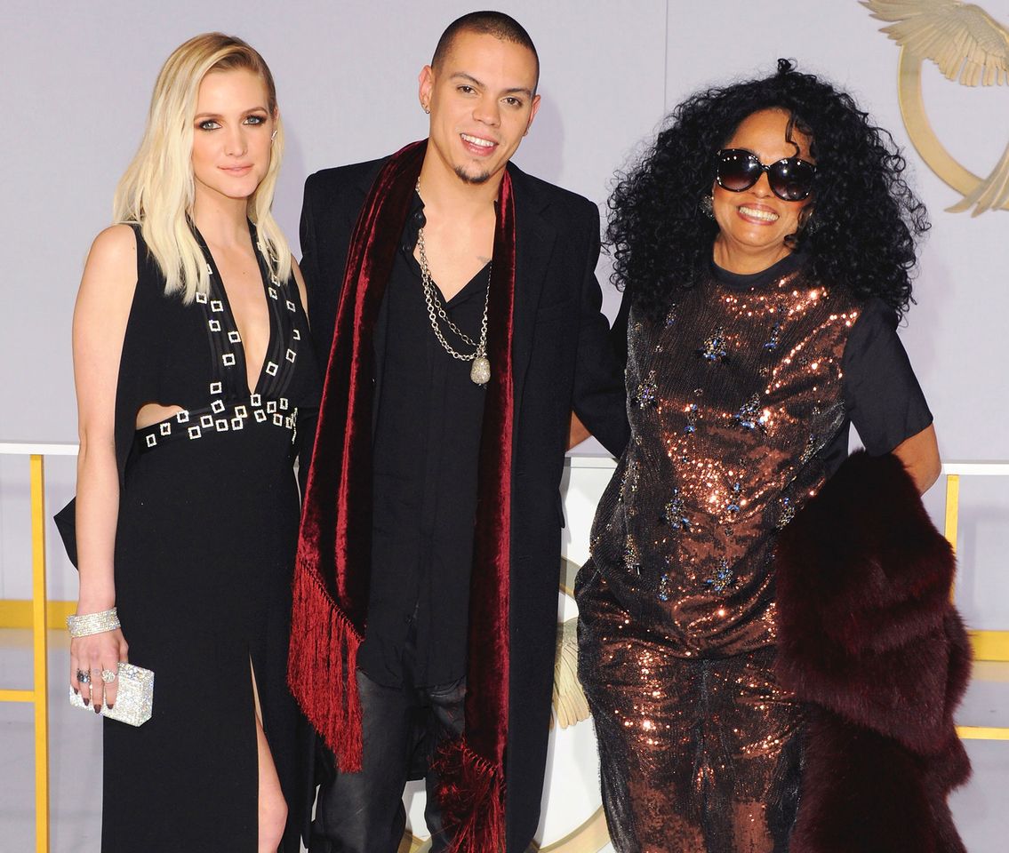 Ashlee Simpson, Evan Ross and Diana Ross at the premiere of 'The Hunger Games: Mockingjay Part 1' at the Nokia Theatre in L.A. on Nov. 17, 2014Credit: Jon Kopaloff/FilmMagic