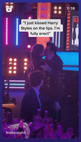 Harry Styles and Lewis Capaldi kissing at the 2023 BRIT Awards.Credit: Lewis Capaldi/ Instagram