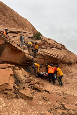 A parent was rescued in critical condition after falling from a cliff while hiking with their family in UtahCredit: Grand County Sheriff's Search and Rescue/Facebook