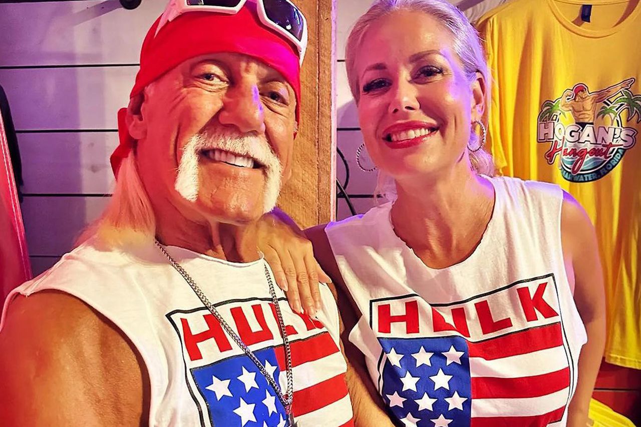 Hulk Hogan and Sky Daily pose in matching shirts.Credit: Hulk Holgan/Instagram