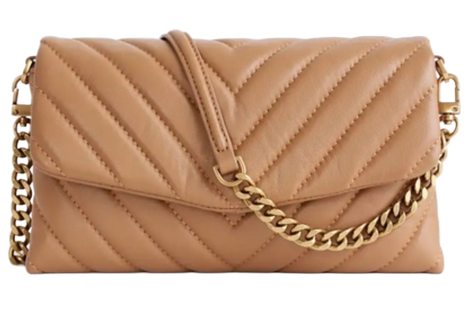 Italian Leather Quilted Wallet Crossbody in Golden Tan