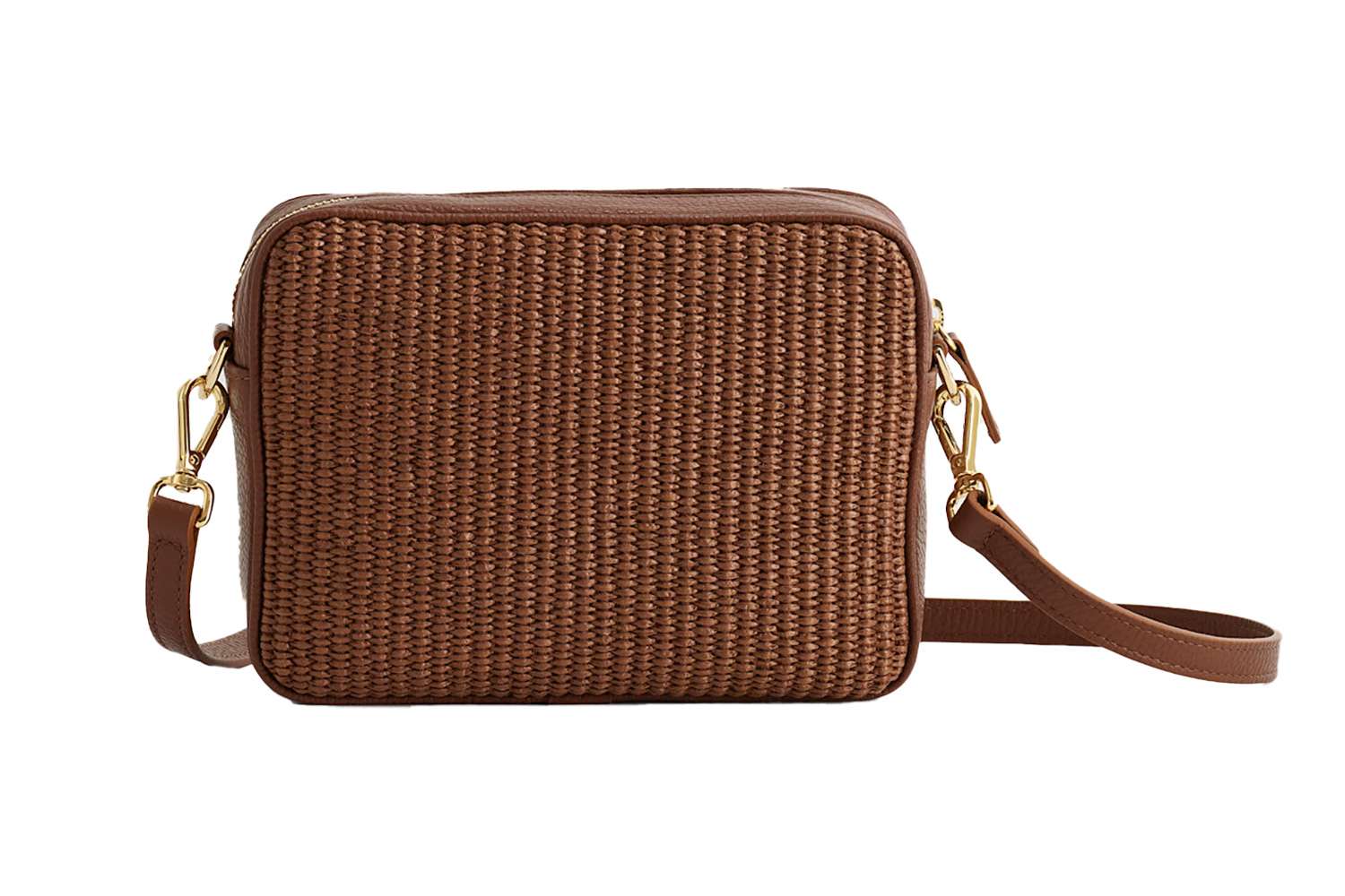 Italian Leather & Raffia Crossbody