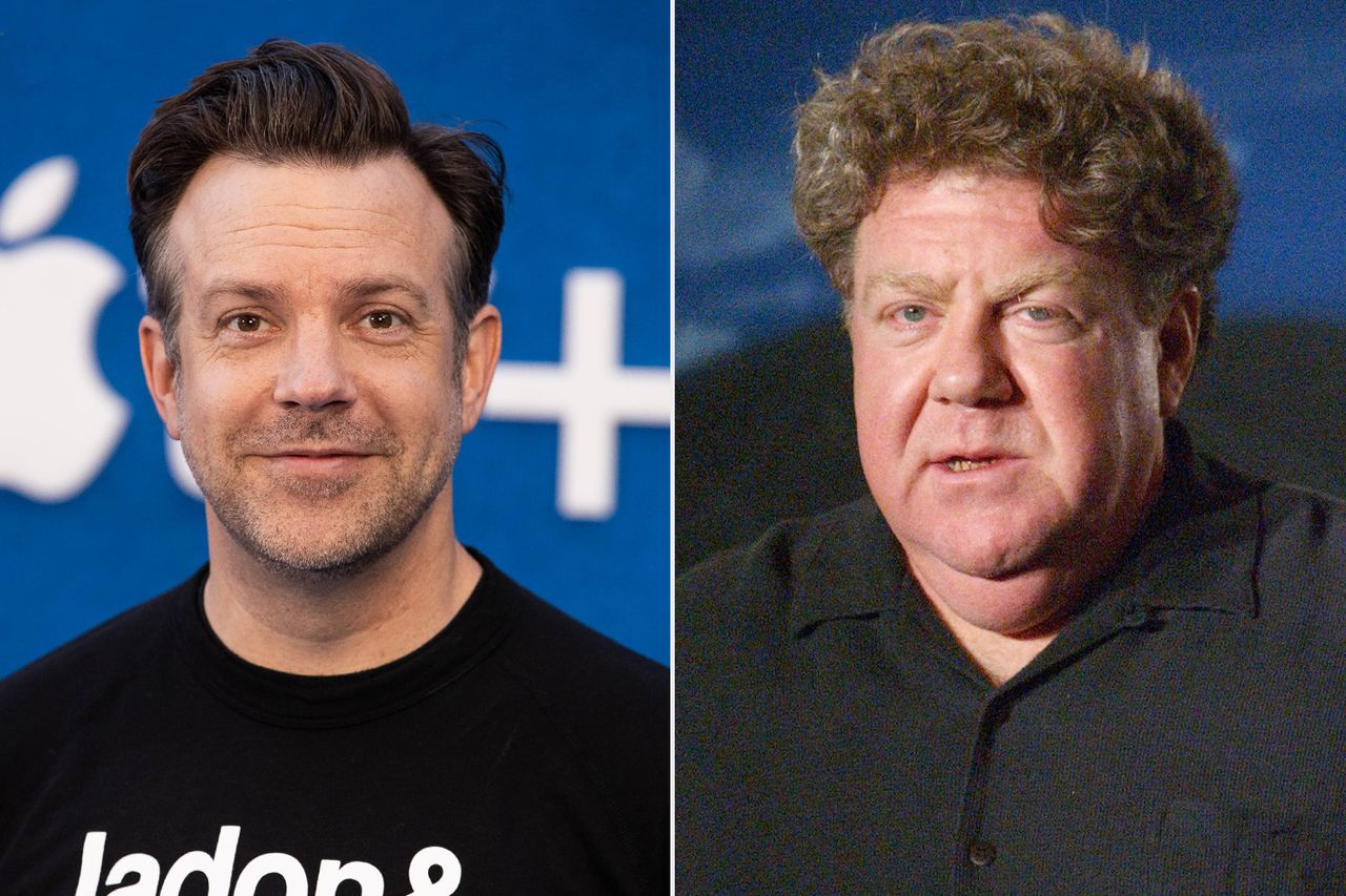 Jason Sudeikis at AppleTV+'s 'Ted Lasso' season 2 premiere in West Hollywood, Calif. on July 15, 2021; George Wendt during the 'Comedian George Wendt Performs at The Ice House for the Baseball Reliquary' benefit in Pasadena, Calif.Credit: Emma McIntyre/WireImage; Michael Schwartz/WireImage