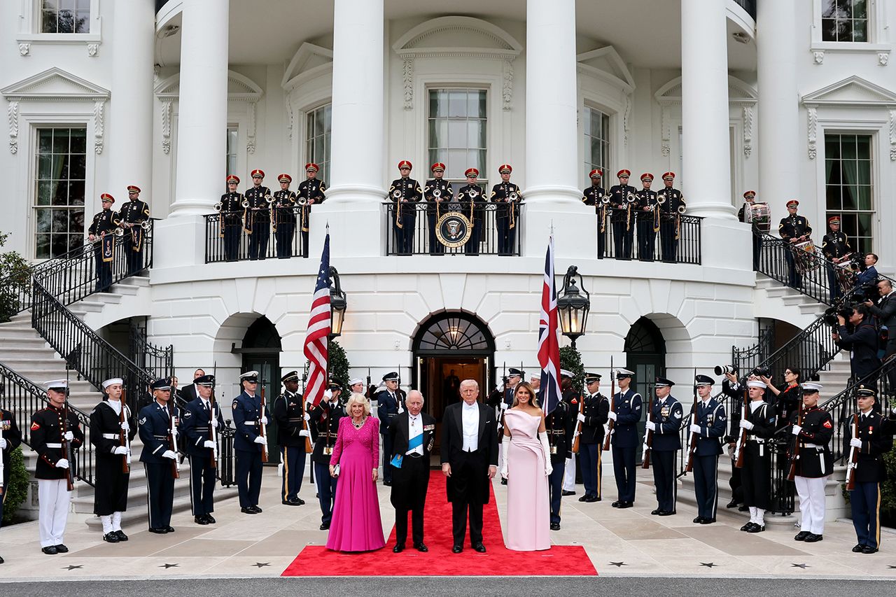 Queen Camilla, King Charles, President Donald Trump and first lady Melania Trump at White House dinner on April 28, 2026Credit: Chris Jackson/Getty