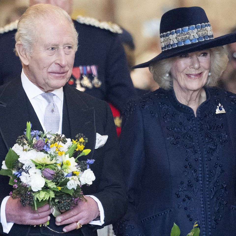 King Charles III and Queen Camilla departing after the Royal Maundy Service at St Asaph Cathedral King Charles and Queen CamillaCredit: Mark Cuthbert/UK Press via Getty