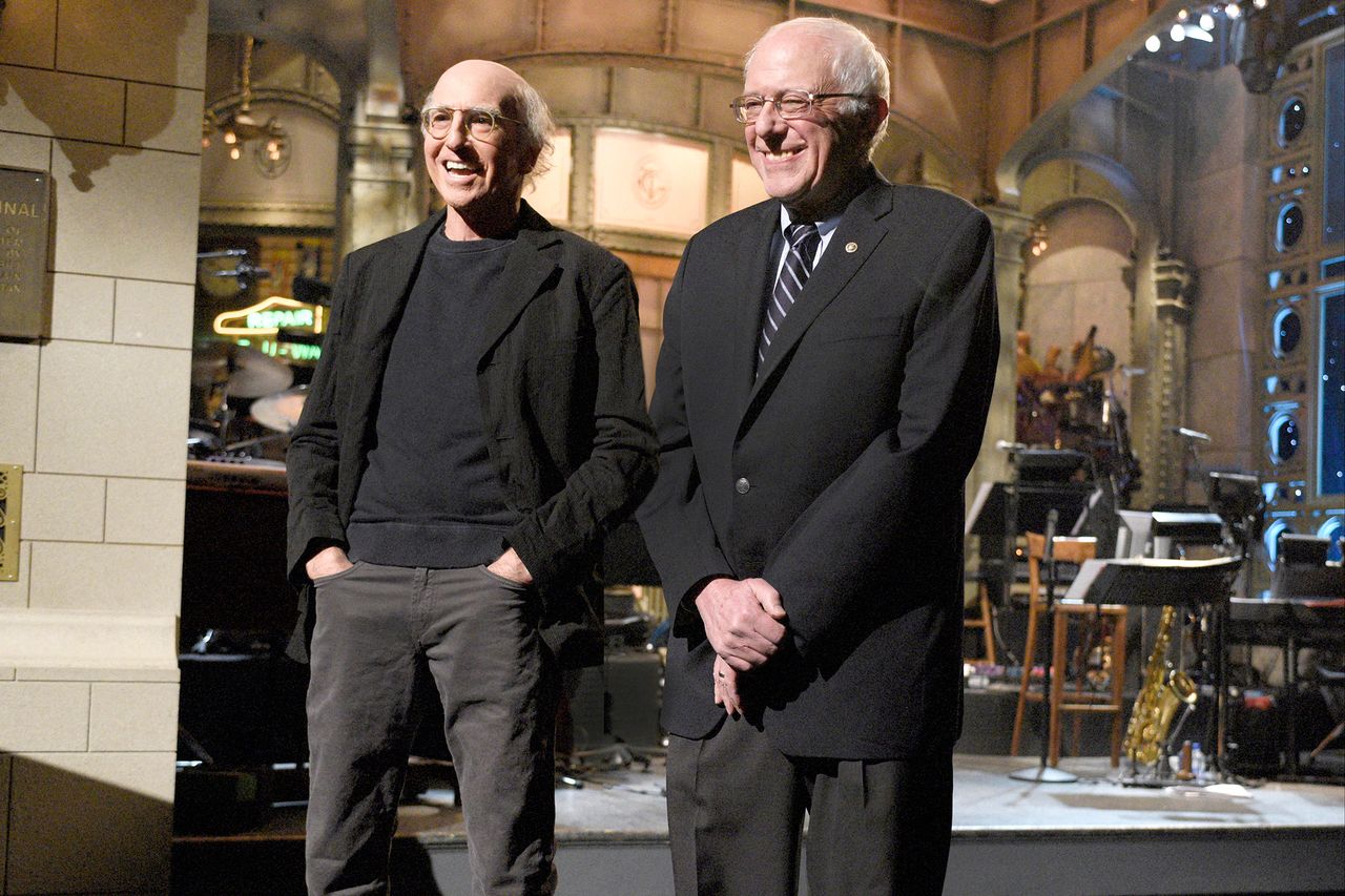 Larry David (left) and Senator Bernie Sanders introduce 'SNL' musical guest The 1975 on Feb. 6, 2016Credit: Dana Edelson/NBC/NBCU Photo Bank via Getty Images