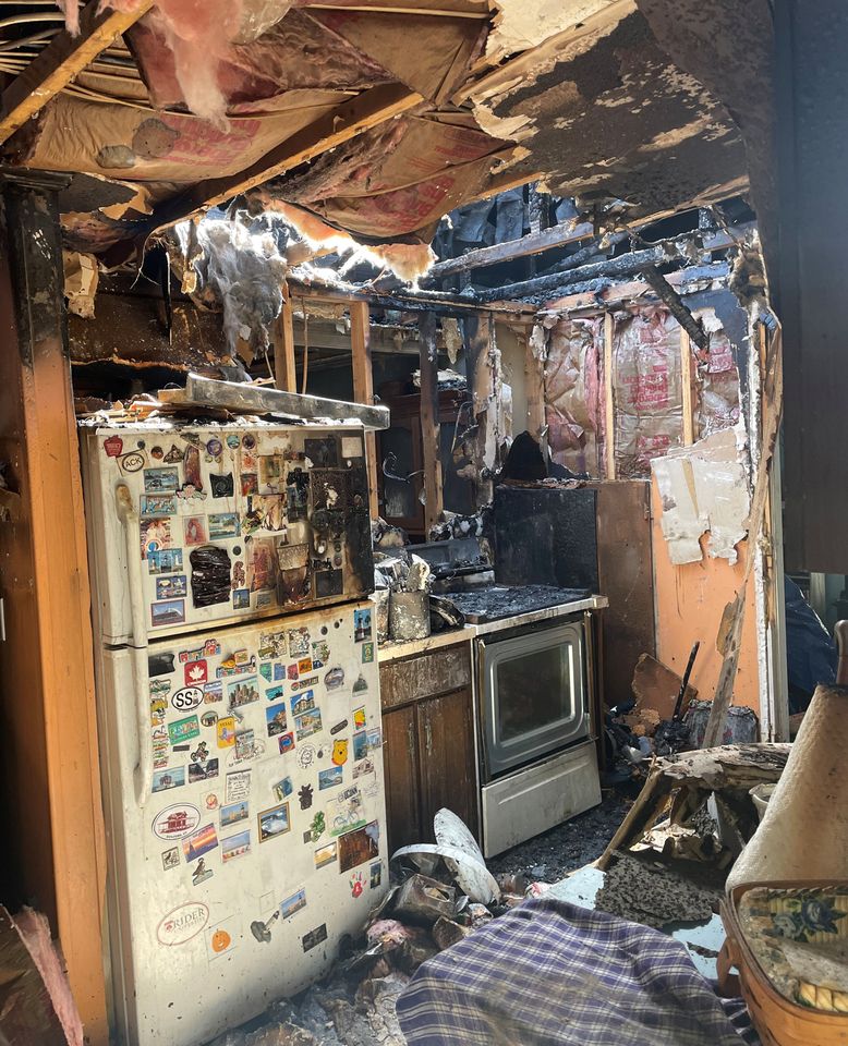 Sharon and Tracy's home after the fire. The aftermath of the house fire.Credit: GoFundMe