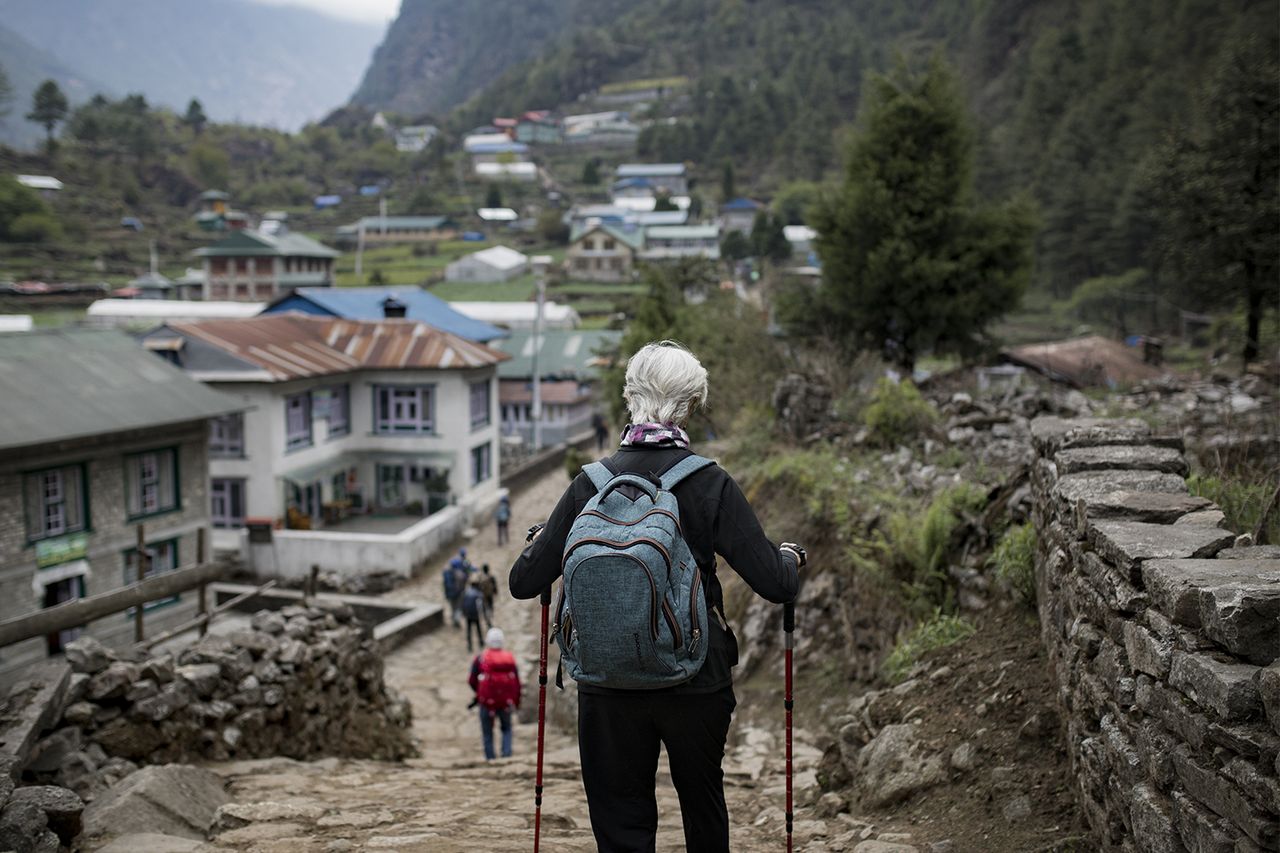 Stock photo of trekkers making their way to Everest base camp near in Lukla, Nepal on April 21, 2022.Credit: Zakir Hossain Chowdhury/Anadolu Agency via Getty