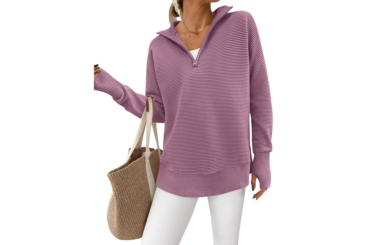 PRETTYGARDEN Long Sleeve Quarter Zip Pullover Sweater Credit: Amazon