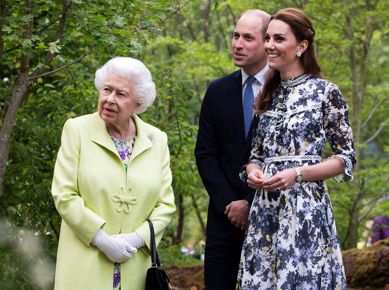 Queen Elizabeth, Prince William and Kate Middleton at the RHS Chelsea Flower Show in London on May 20, 2019.Credit: GEOFF PUGH/POOL/AFP via Getty
