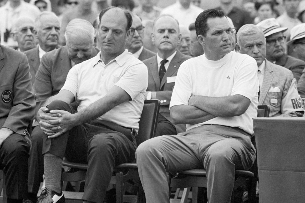 Roberto de Vicenzo and Bob Goalby after the 1968 Masters Tournament.Credit: Bettmann/Getty
