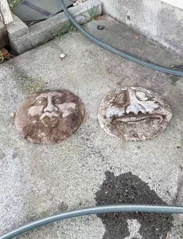 The face rocks Samantha Turner found in her lawnCredit: Samantha Turner