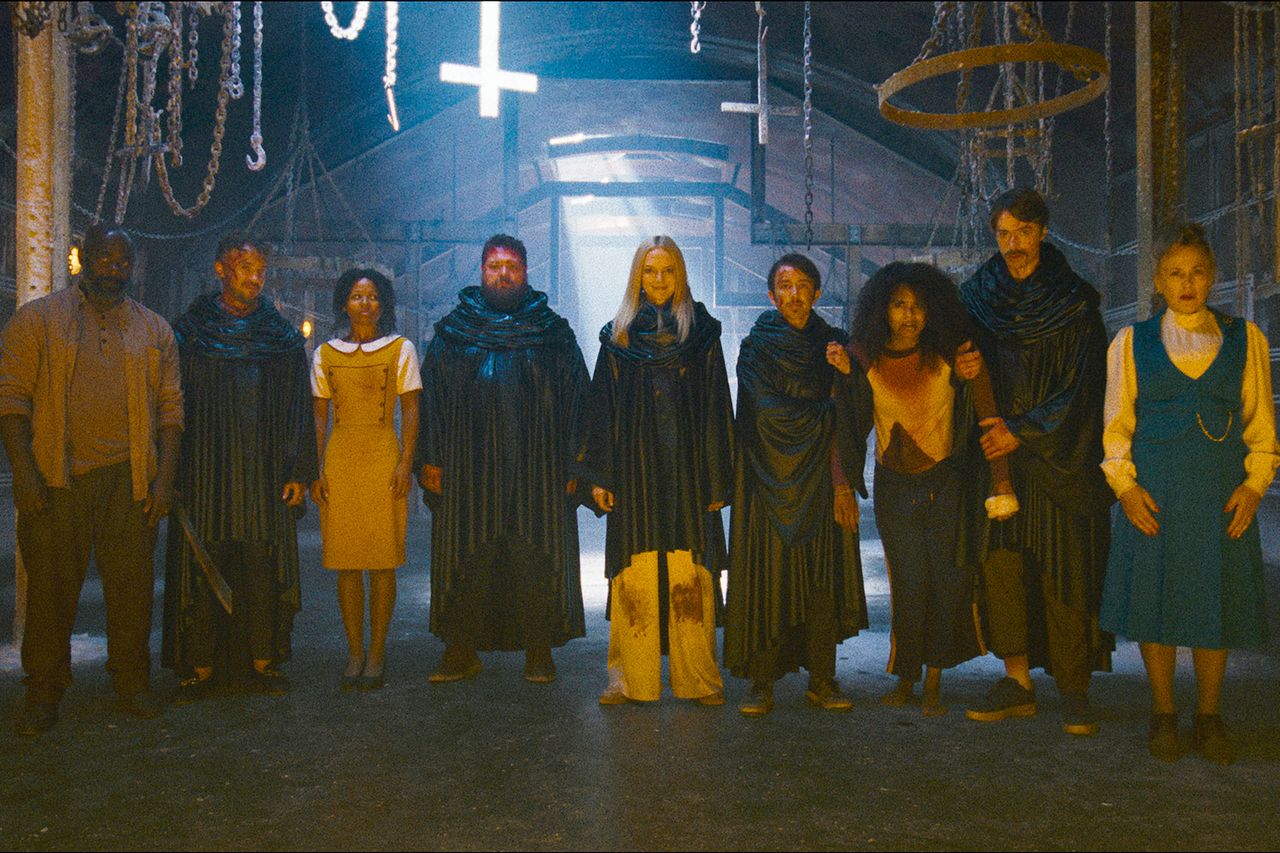 PATERSON JOSEPH as RAY, TOM FELTON as Kevin, MYHAâLA as Maria, WILLIE LUDIK as Bob, HEATHER GRAHAM as Sharon, GABE GABRIEL as Small Steve, ZAZIE BEETZ as Asia, DAVID VIVIERS as Tall Steve, and PATRICIA ARQUETTE as Lily Woodhouse in 'They Will Kill You' The cast of 'They Will Kill You'Credit: Courtesy Warner Bros. Pictures