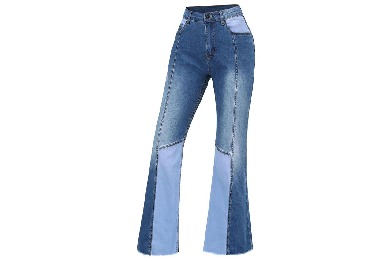 Amazon THUNDER STAR Women Patchwork Flare Jeans Credit: Amazon